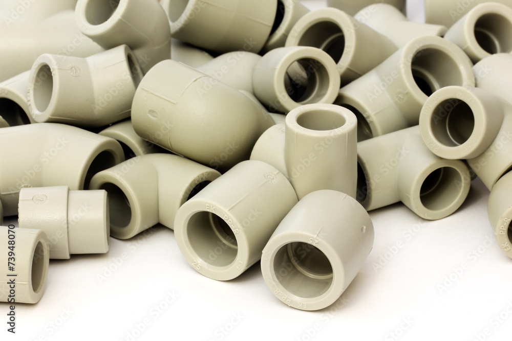 A lot of combined fittings for plastic pipes A lot of combined fittings for plastic pipes