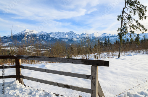 Wallpaper Mural Wooden fence in winter with view of Tatra Mountains, Poland Torontodigital.ca
