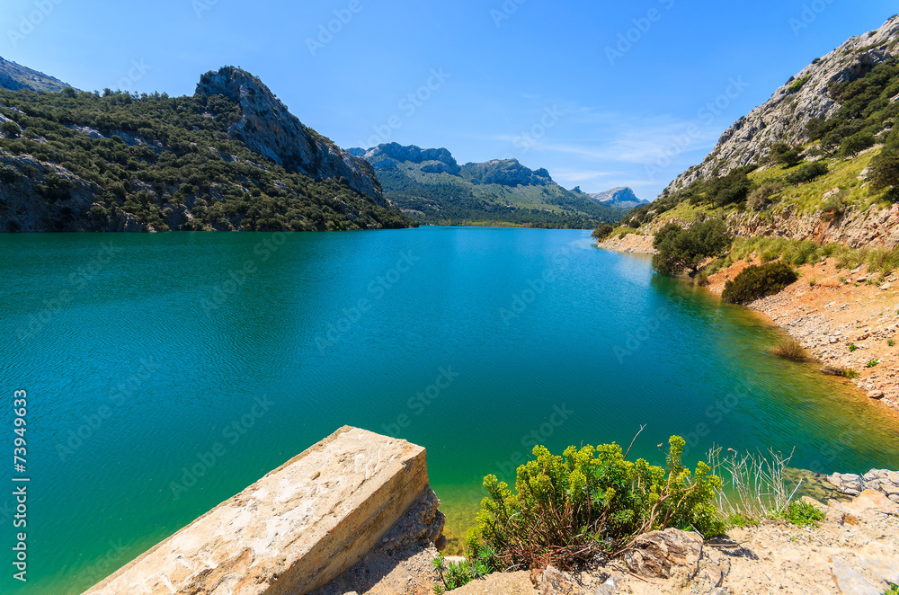 Beautiful lake in mountain valley, Gorg Blau, Majorca island