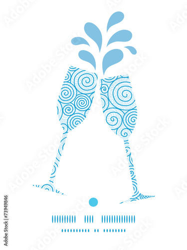 Vector abstract swirls toasting wine glasses silhouettes pattern