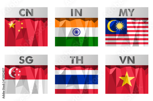 flags in polygonal style