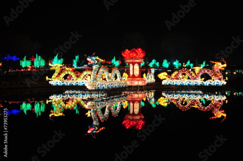 Chinese Dragon Lantern on pond