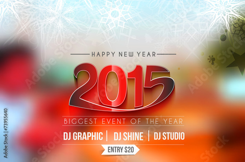 New Year 2015 test design with colorful blur background