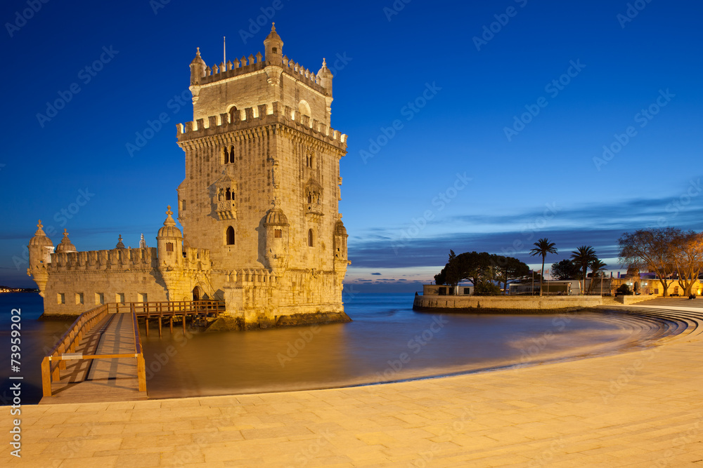 Belem Tower at Night in Lisbon