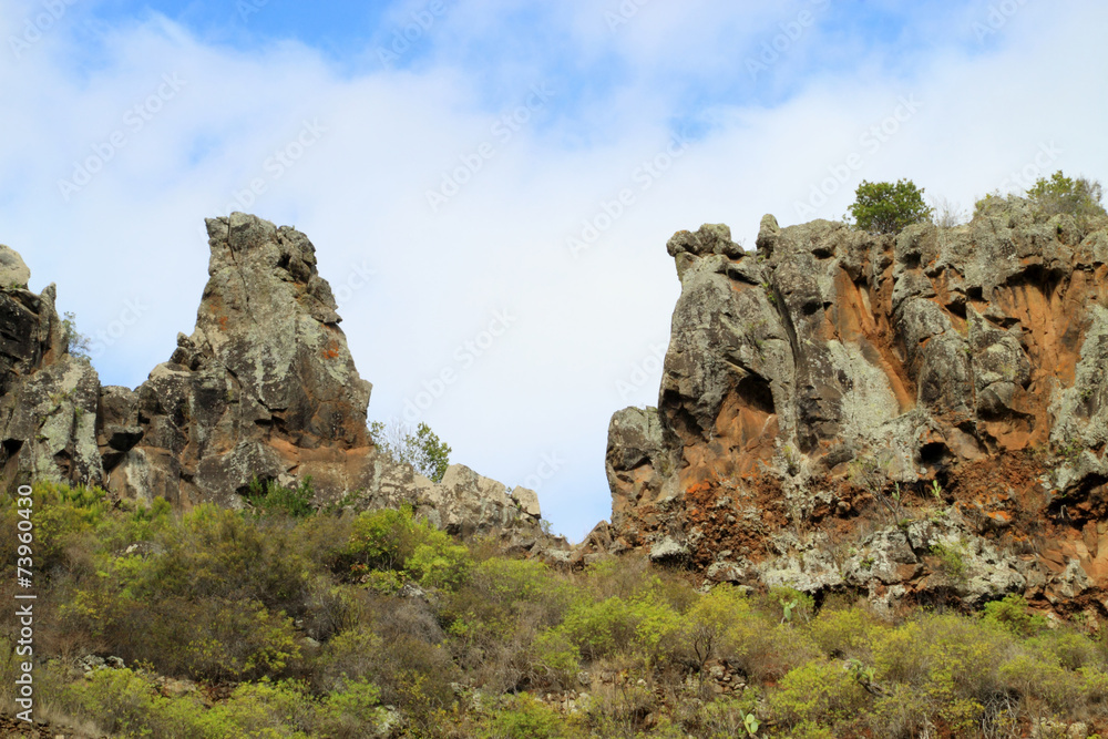 Rocks formed by the volcano