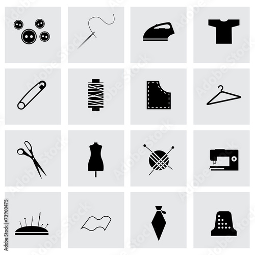 Vector black sewing icons set