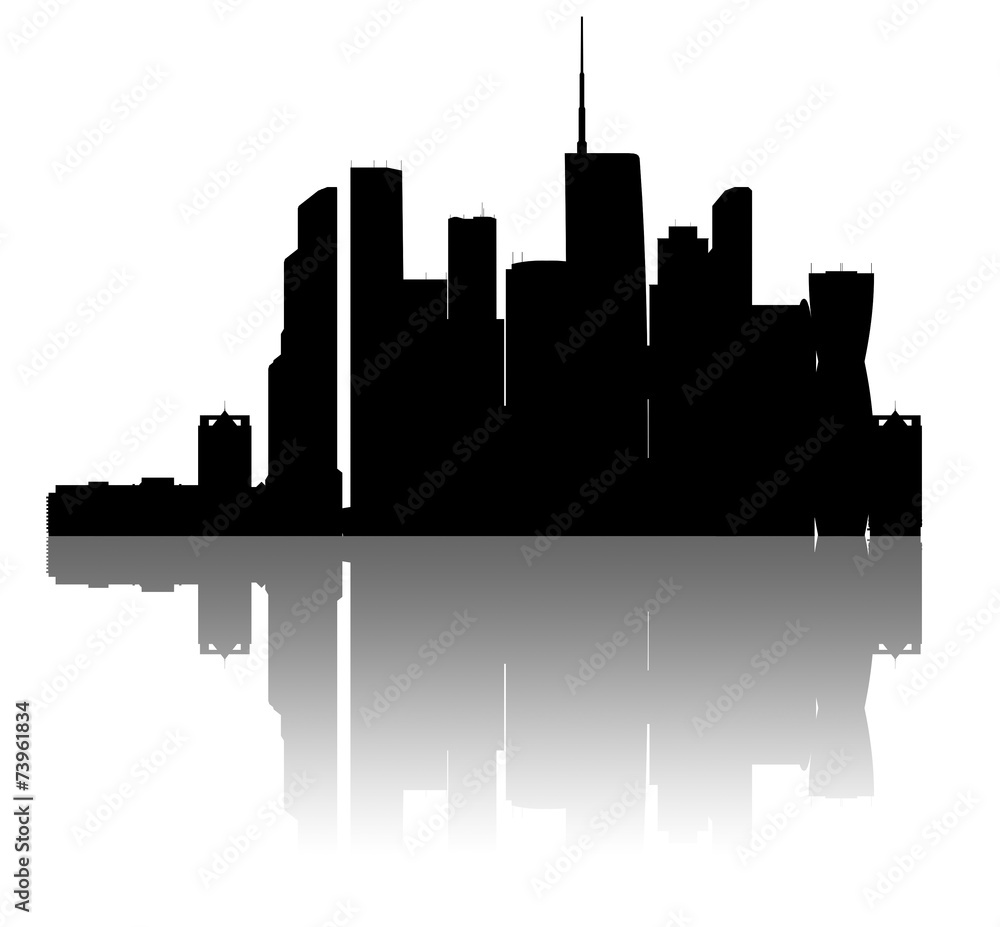 Moskva-city skyline. Detailed silhouette.