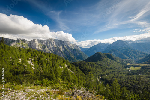 Alps mountains view from Mangart peak. Slovenia.