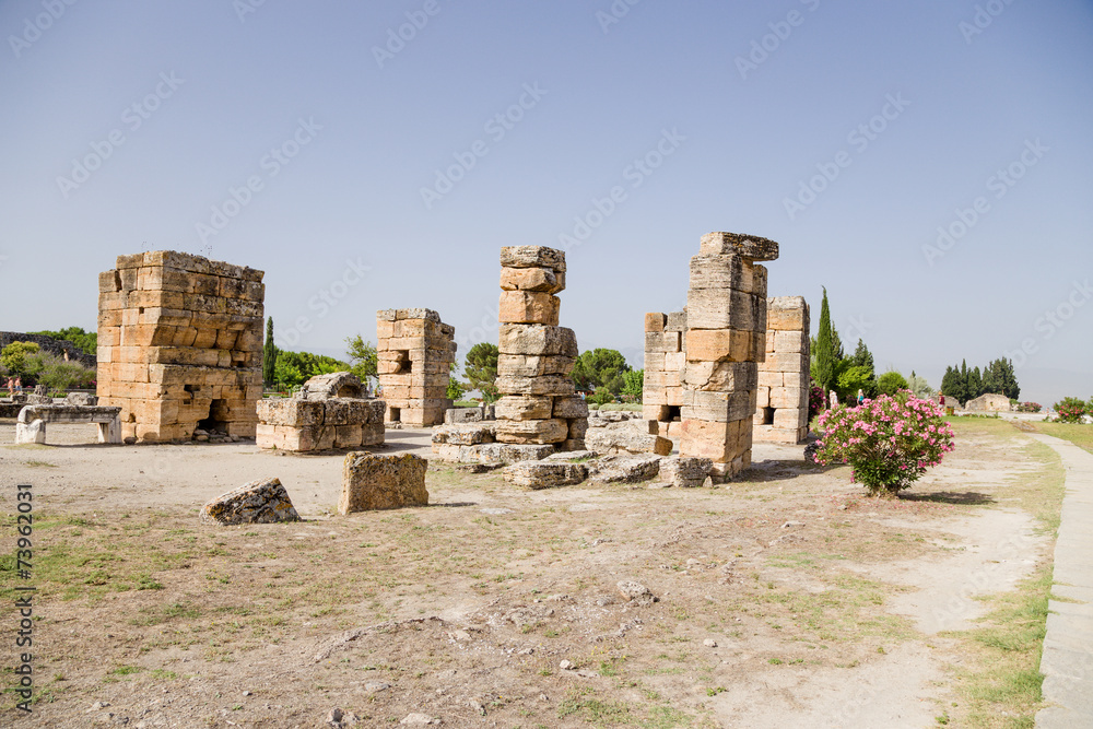 Hierapolis, Turkey. The ruins of ancient buildings Hierapolis, Turkey. The ruins of ancient buildings
