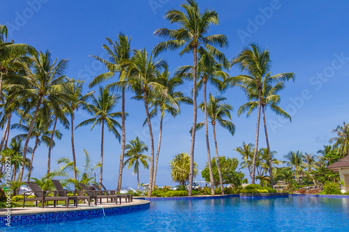 luxury pool in a hotel  resort leisure time  relaxing near the p