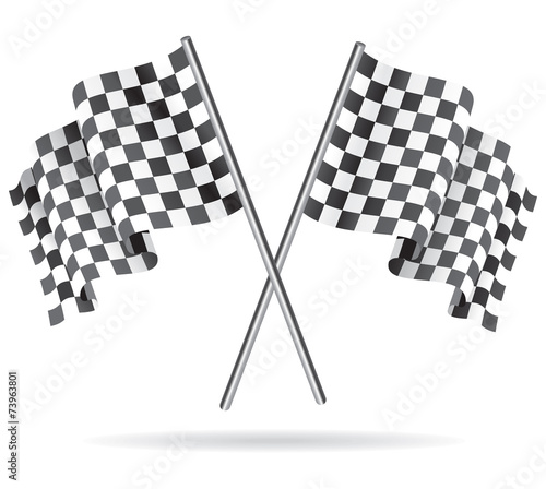 Waving Checkered racing flag. Vector illustration.