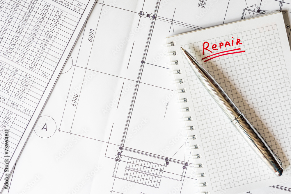 Home repair, scheduling repairs in the notebook Home repair, scheduling repairs in the notebook