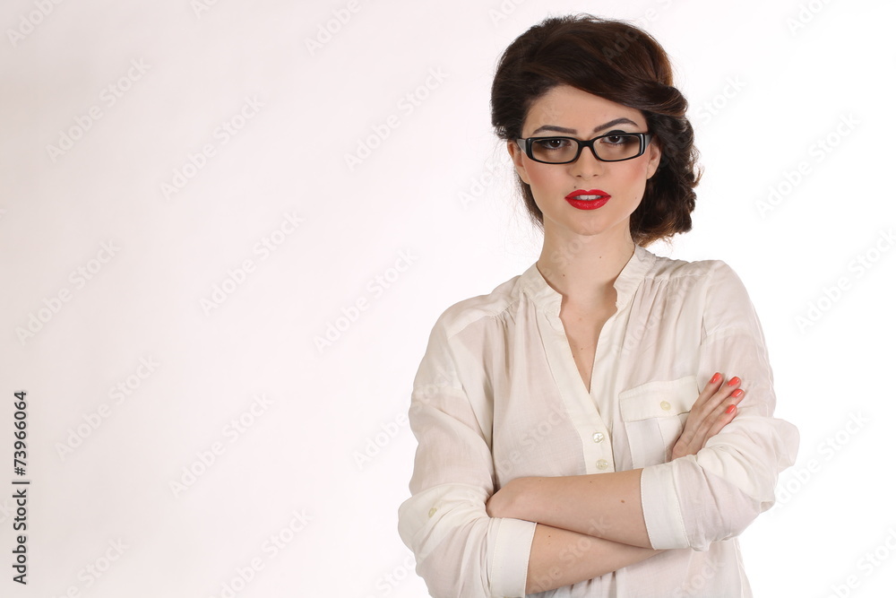 business woman with glasses isolated on white business woman with glasses isolated on white