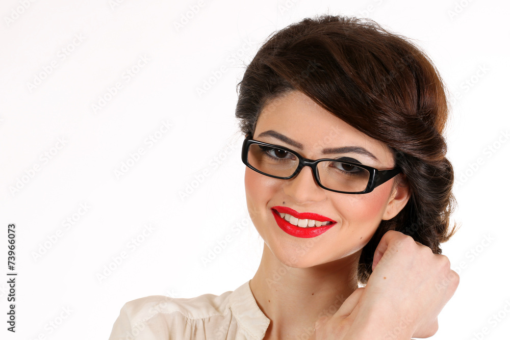 business woman with glasses isolated on white business woman with glasses isolated on white