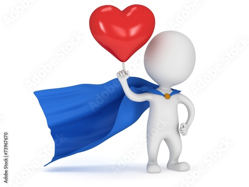 Brave superhero lover with big red heart