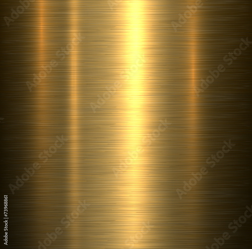 Metal background, gold brushed metallic texture plate. photo