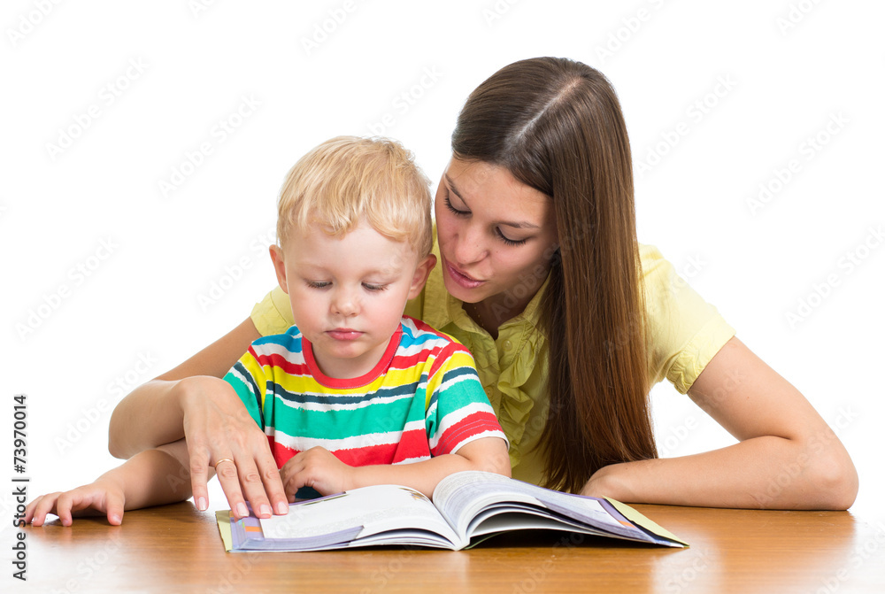 mother teaches reading book to kid mother teaches reading book to kid