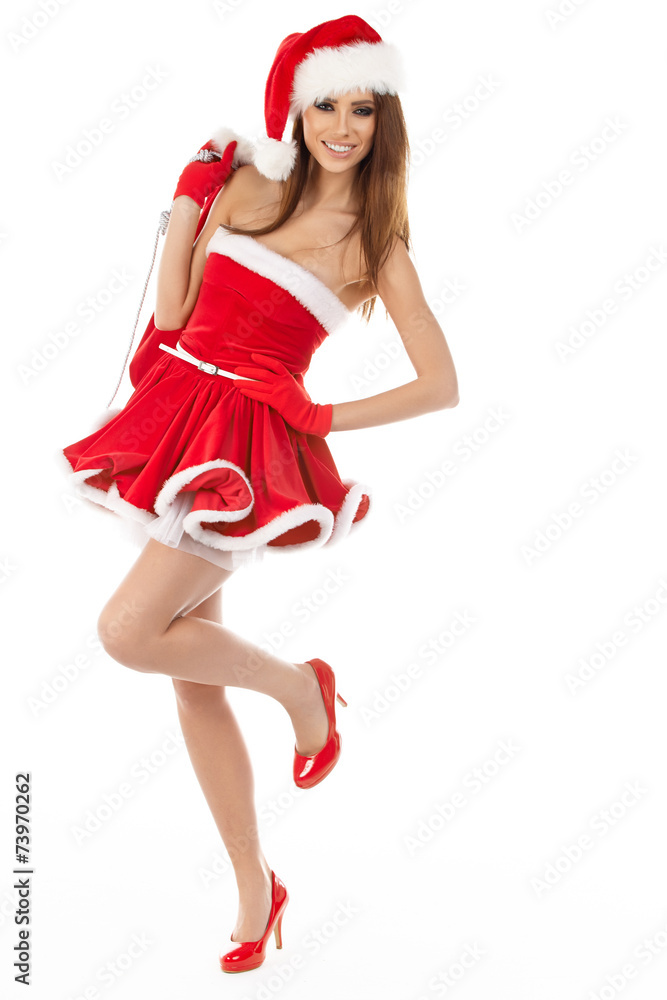 Sexy girl wearing santa claus clothes with gifts Sexy girl wearing santa claus clothes with gifts