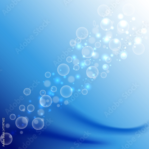 Abstract bokeh blue water background, vector illustration