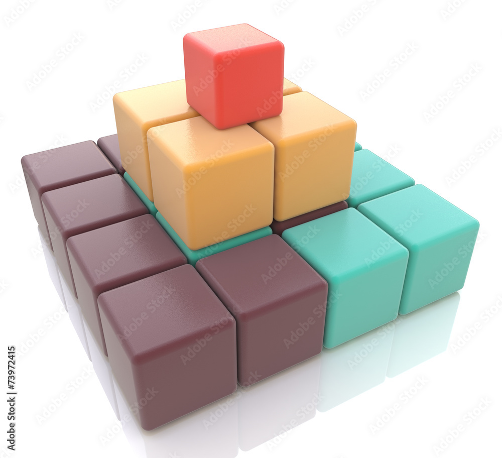 3d colorful pyramid of cubes 3d colorful pyramid of cubes