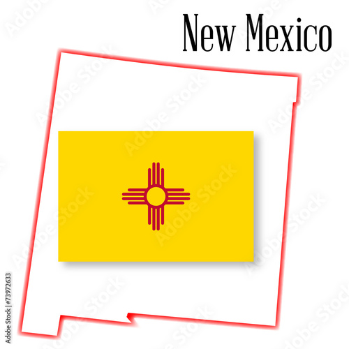 New Mexico State Map and Flag