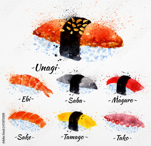 Sushi watercolor