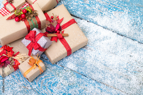 Christmas decoration on wood background