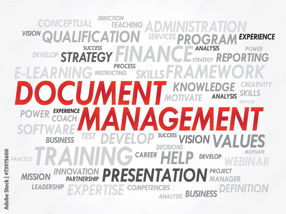 Word cloud of Document Management related items, vector