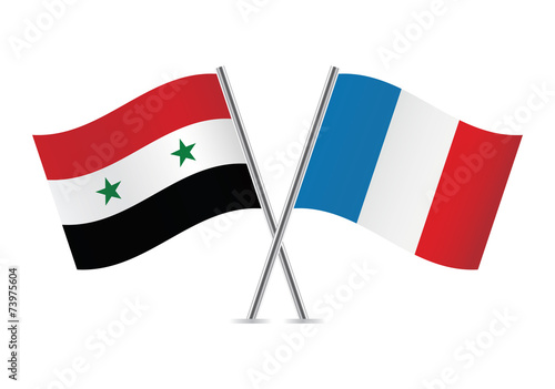 Free Download Syrian and French flags. Vector illustration. - GFXLoad