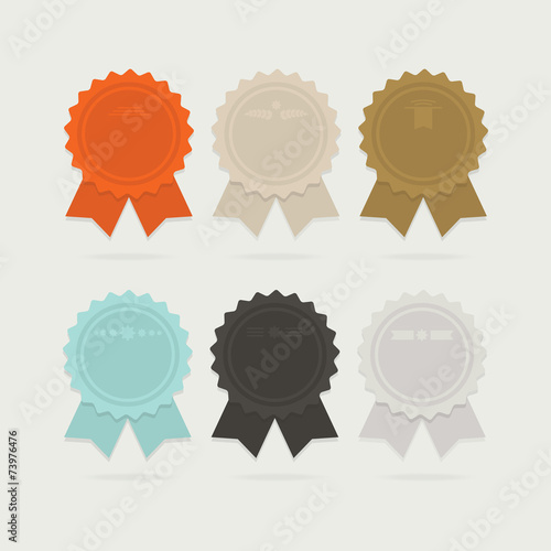 Abstract empty ribbon award bows set with shadows