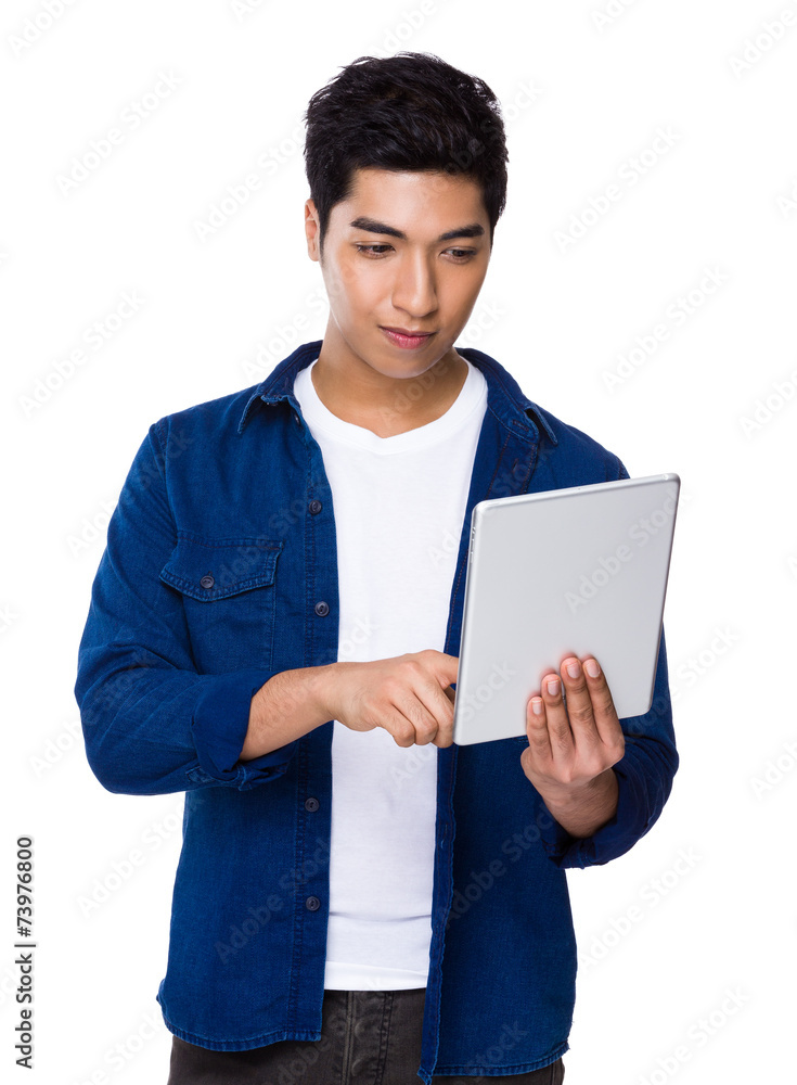 Man use of tablet Man use of tablet