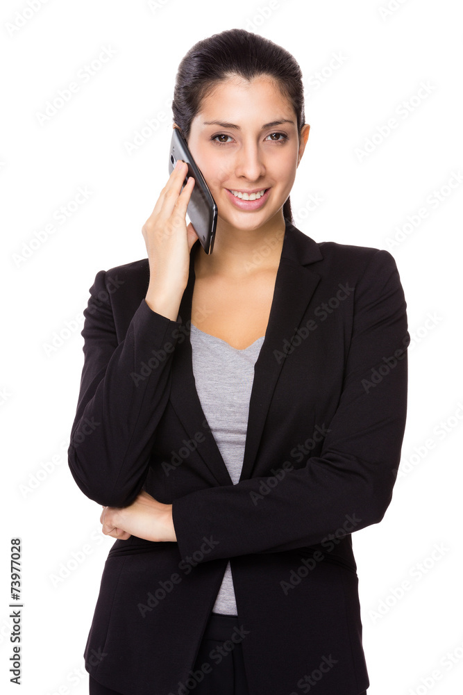 Businesswoman talk to mobile phone Businesswoman talk to mobile phone