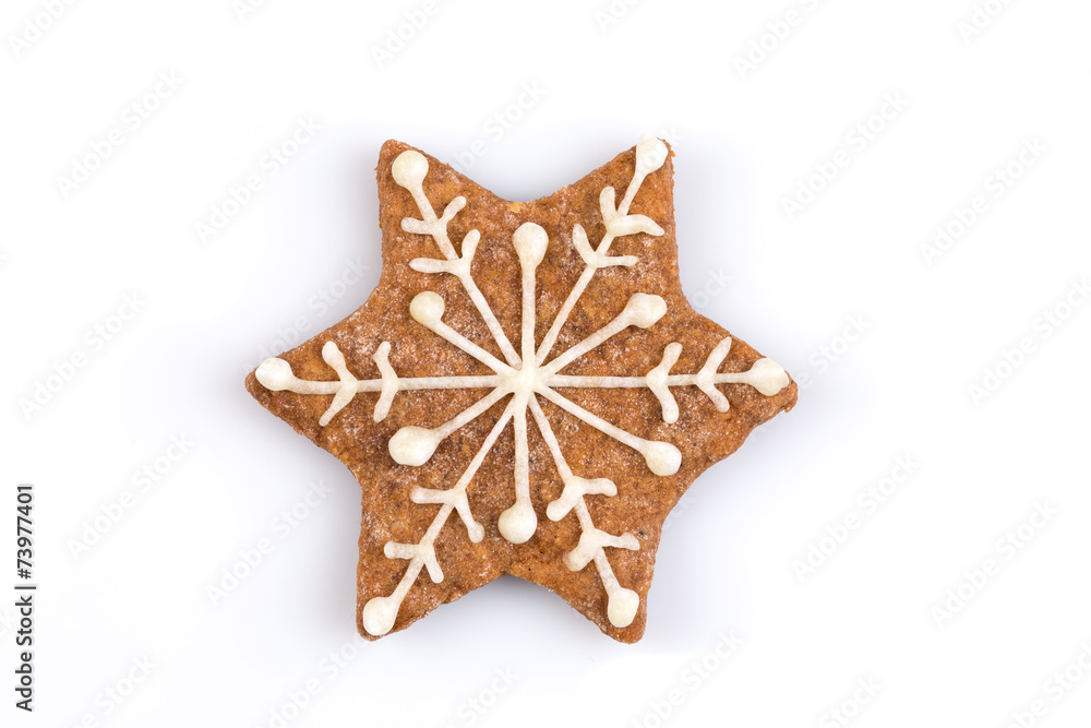 Star shape christmas gingerbread cookie - obrazy, fototapety, plakaty 