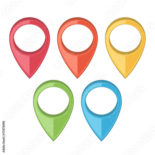 Set of Map Pointers. Gps Icons. Colored line art. Retro design