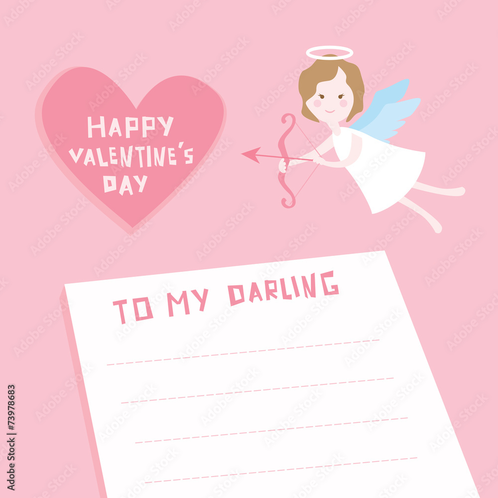 Valentine's Day Card - Cupid Angel with Heart Valentine's Day Card - Cupid Angel with Heart