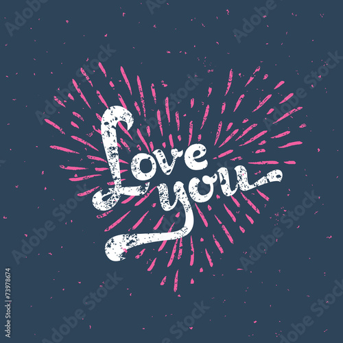 Grunge Love Card - with sunbirst - in vector