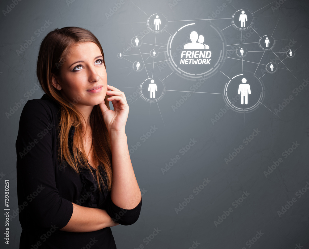 Attractive girl looking at modern social network Attractive girl looking at modern social network