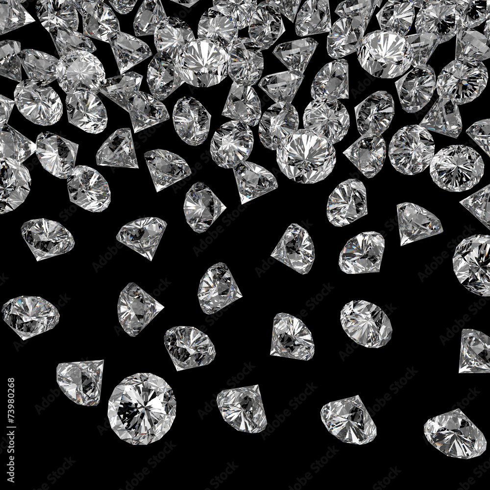 Diamonds 3d composition on black background Diamonds 3d composition on black background