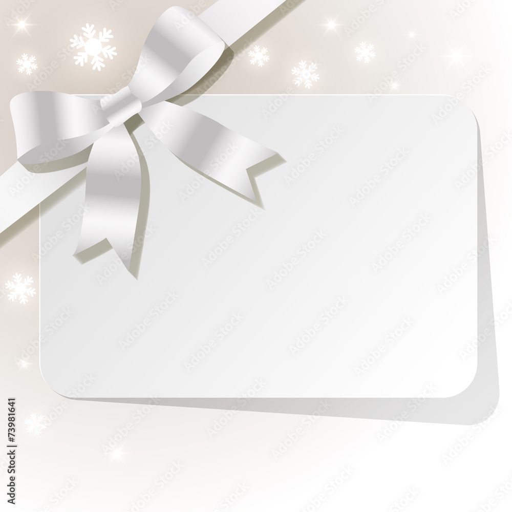 White Ribbon Coupon Background white Snowflakes White Ribbon Coupon Background white Snowflakes