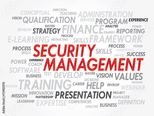 Word cloud of Security Management related items, vector