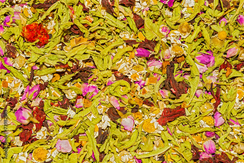 Canvas Print Spices at herb bazaar in Istanbul.