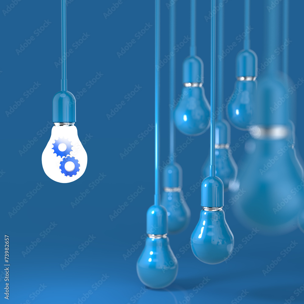 3d light bulb with gears as leadership concept 3d light bulb with gears as leadership concept