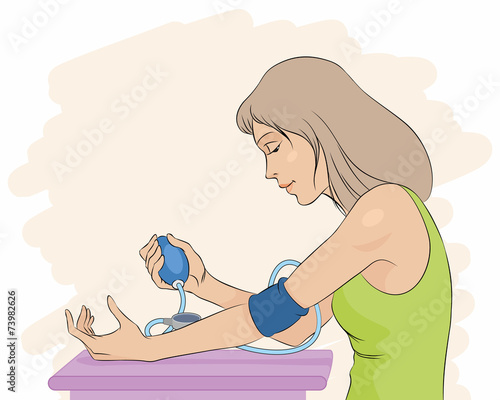 Girl measuring pressure