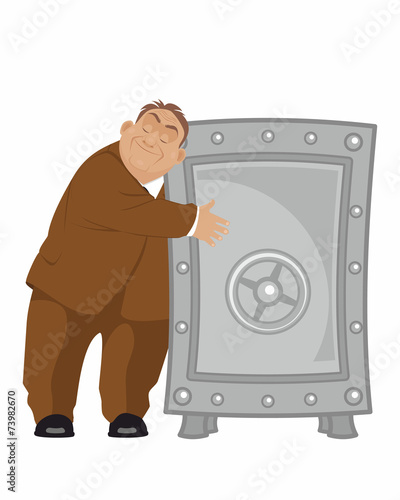 Banker with safe