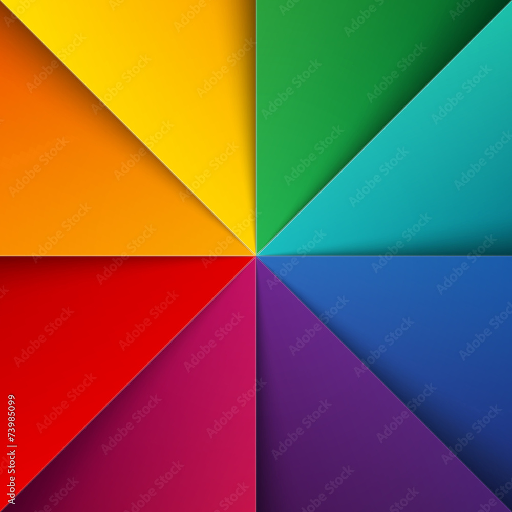 Rainbow colorful folded paper triangles background