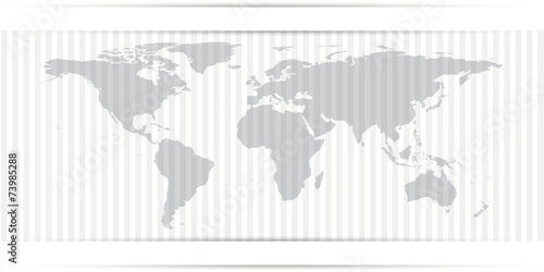 World Map minimalistic card with stripes white color