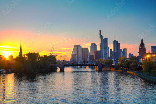 Frankfurt cityscape at sunset