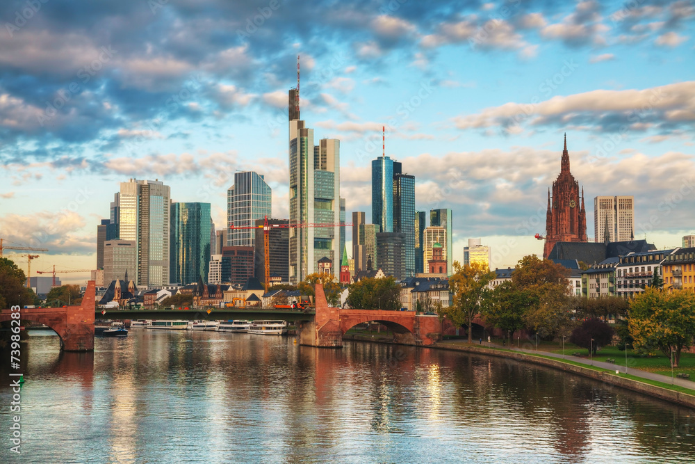Frankfurt cityscape at sunrise