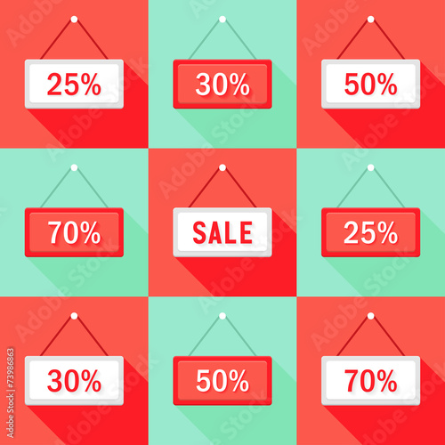 Sale 25 30 50 and 70 % Sign Icons Set