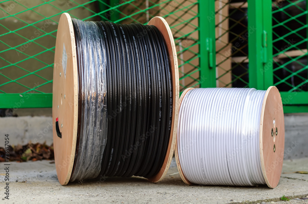 Two big spools of optic wire Two big spools of optic wire